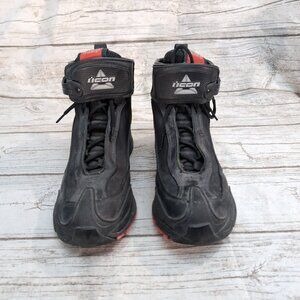 Icon Motorcycle Riding Boots Black Leather/Textile – Men’s 9